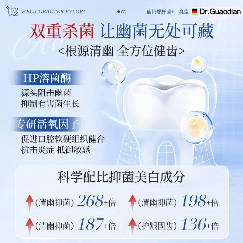 北京协和医学院幽门螺旋杆菌牙:膏医用口腔抑菌幽门螺旋杆菌四联药牙科分离剂 超强特效【买五送三】德国进口 rielz幽门螺杆菌口腔抑菌膏