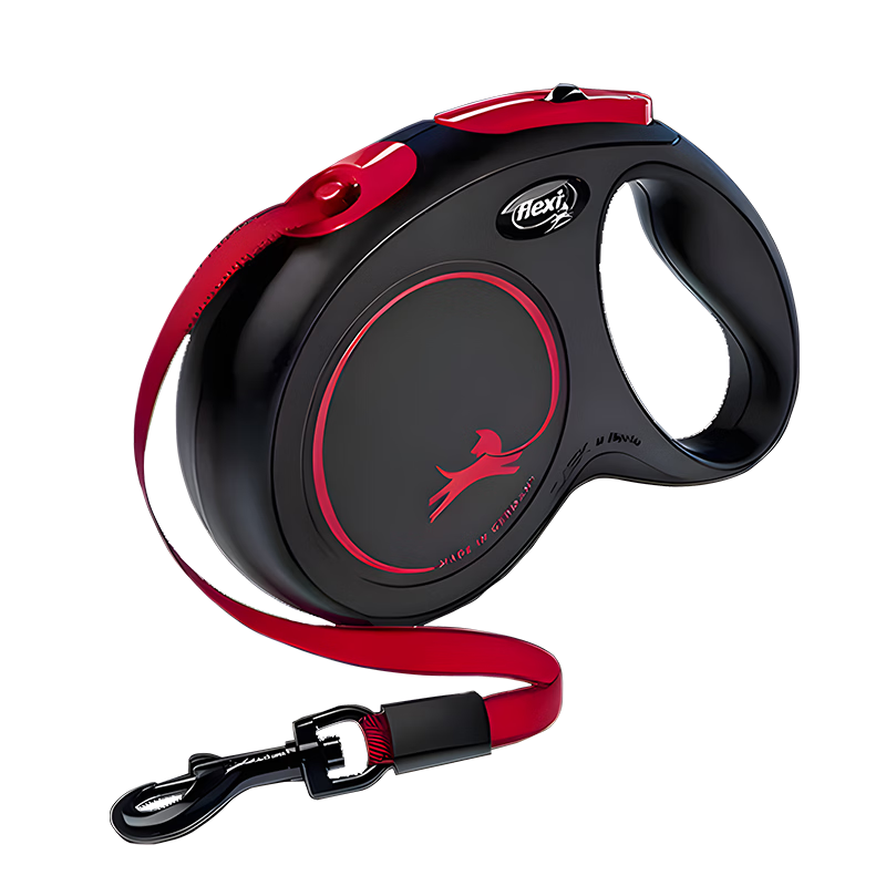 福萊?；鹦侨讼盗泄饭窢恳K自動(dòng)伸縮鏈帶狀狗繩M5米 25KG  黑火限定款 