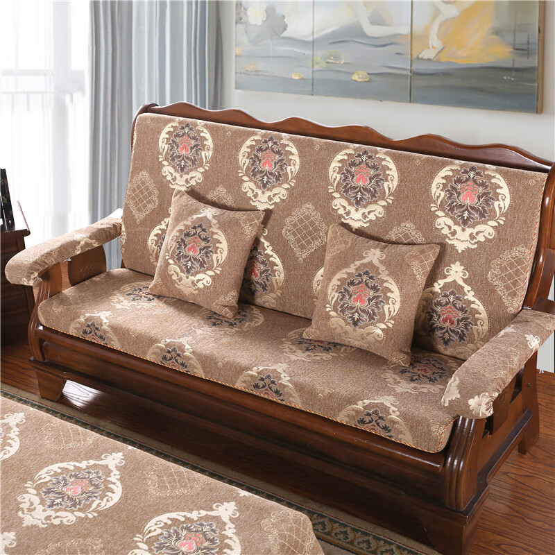 忆自然实木沙发垫带靠背加厚海绵中式红木质木头沙发坐垫春秋椅垫子