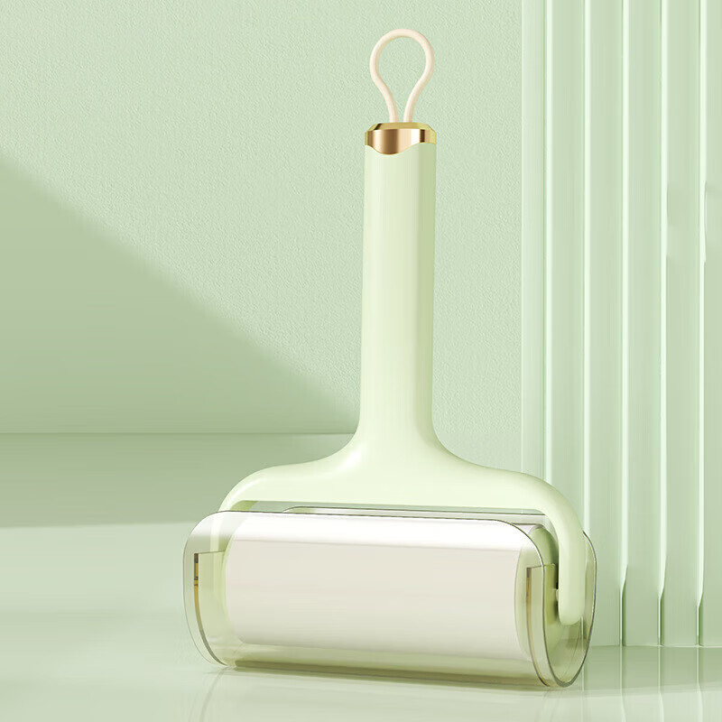 洋臣粘毛器滚筒家用可撕式猫毛清理替换卷纸滚刷猫狗家用粘毛器 带盖白色手柄+7卷纸420撕【10cm】