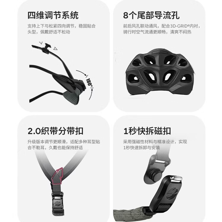 森瑞梦S79骑行头盔自行车头盔公路山地车男女款装备变色风镜轻量安全帽 升级龙骨版 藏白3D+磁吸变色风镜【赠清洁剂】 L(适合头围57-61CM)