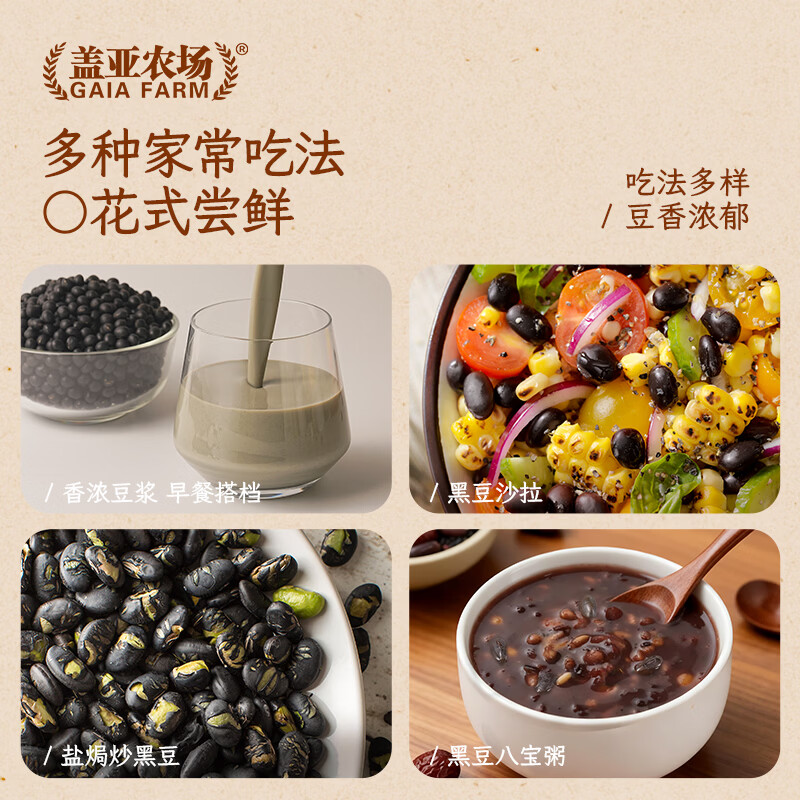 盖亚农场(Gaia Farm) 有机黑豆 五谷杂粮豆 绿芯黑豆可打豆浆 无染色 有机黑豆1kg*1罐