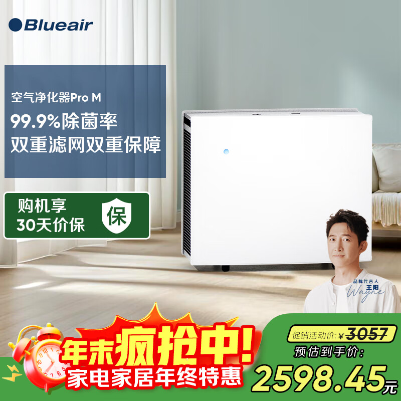 布鲁雅尔（Blueair）空气净化器 Pro M   家用商用 除甲醛 除二手烟除异味除雾霾PM2.5 Pro M净化器,优选25-43㎡