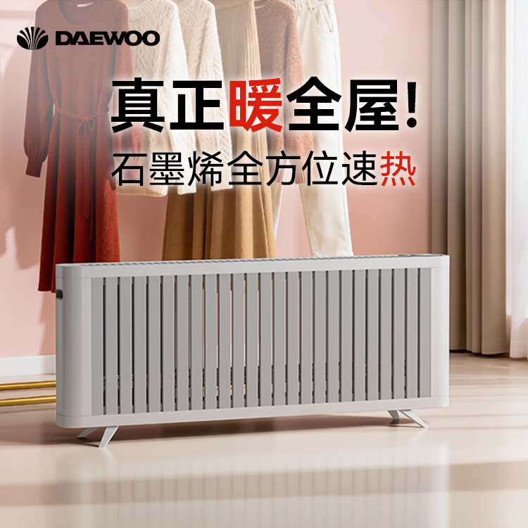 大宇（DAEWOO）【节能省电】取暖器全屋大面积升温50平2025新款石墨烯电暖器家用电暖气片取暖神器客厅欧式快热炉 【全屋取暖】旗舰白色款