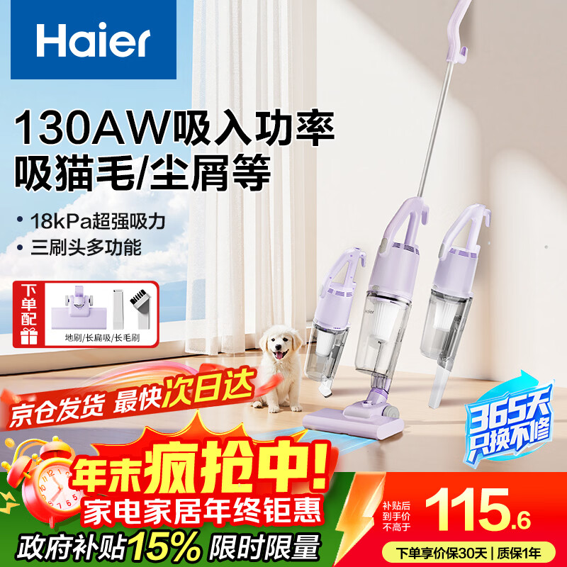 海尔（Haier）吸尘器家用 有线手持推杆二合一 大功率大吸力 轻量车辆清洁 宠物毛发清洁HSC-S802A