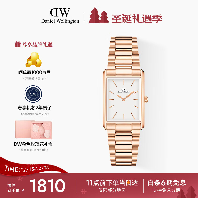 丹尼尔惠灵顿（DanielWellington）dw女表 Bound系列摩登方盘女士腕表送女友节日礼物DW0010069