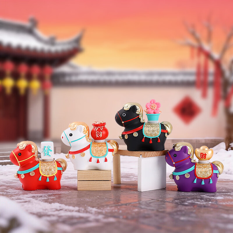 兰比嘟2026马年吉祥物盲盒摆件小马公仔喜庆新年礼物桌面装饰乔迁伴手礼 马上财运转赚盲盒【端盒6个不重复】