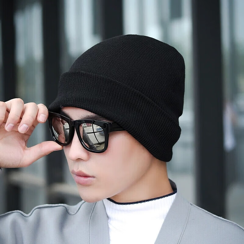 |帽子男士冬季防寒针织加绒加厚保暖毛线帽男款棉帽秋冬天防风冷 条纹款混色【1件装】 均码