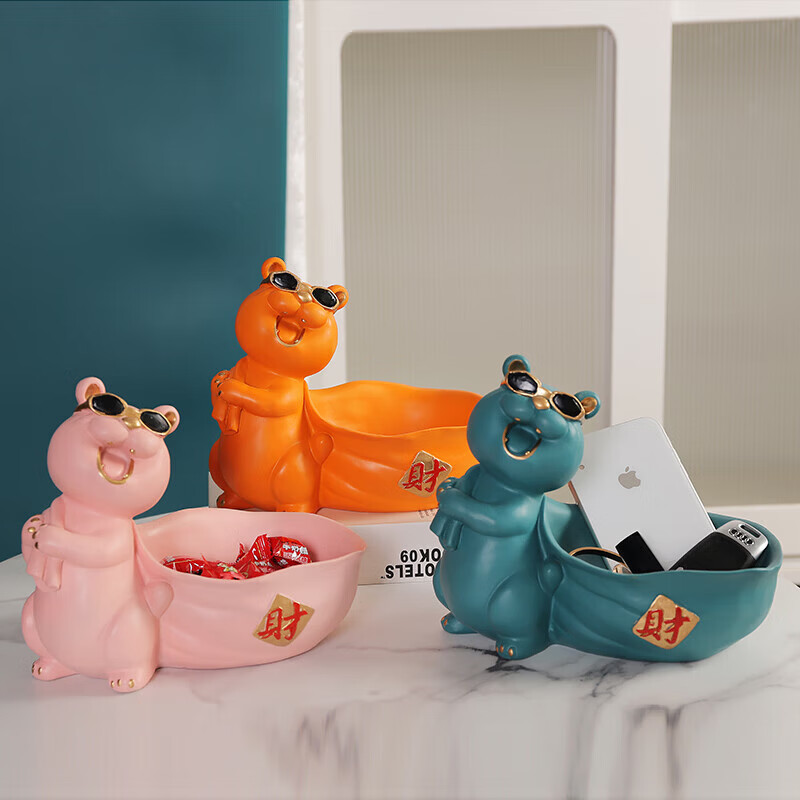 韵化【厂家直发】收纳摆件客厅办公室桌面玄关放钥匙ins创意轻奢北欧 活力橙-托财猫摆件