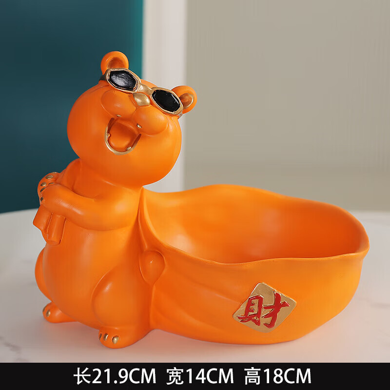 韵化【厂家直发】收纳摆件客厅办公室桌面玄关放钥匙ins创意轻奢北欧 活力橙-托财猫摆件