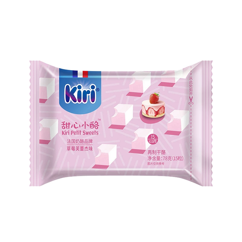 KIRI凯芮奶酪小方甜心小酪 草莓水果味奶油奶酪即食芝士零食干酪块 草莓芙蕾杰味78g（15粒）