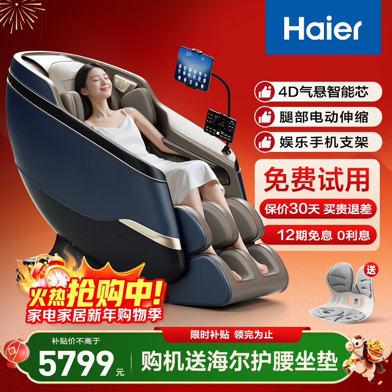 海尔（Haier）按摩椅家用全身太空舱零重力2025十大品牌电动智能按摩沙发椅摇摇椅生日礼物实用HQY-A319ProLU1