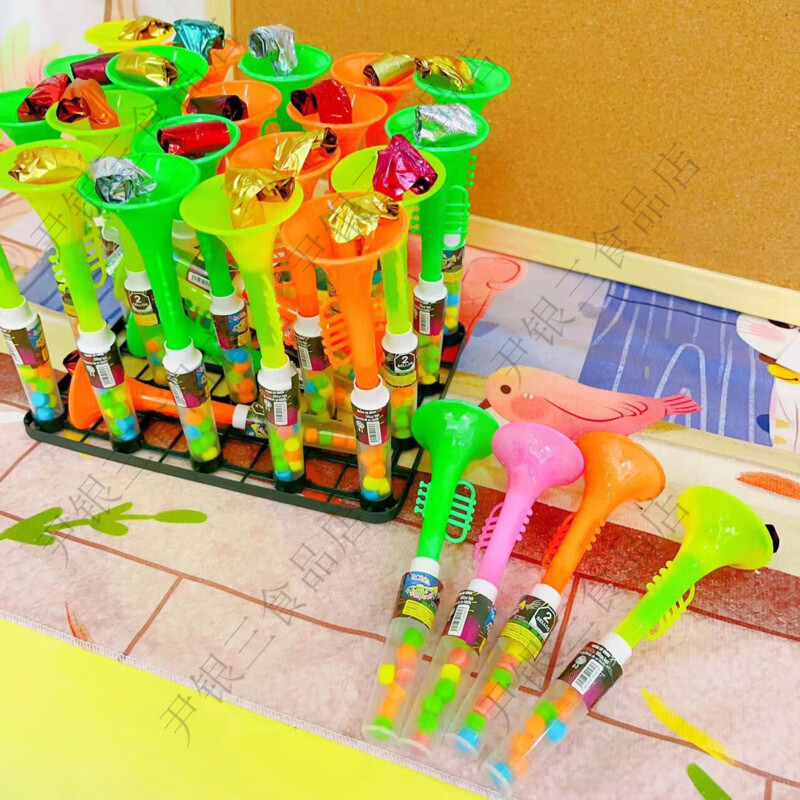 网红出口爆款儿童玩具喇叭造型吹龙儿时回忆小卖部批发幼儿园摆摊 喇叭造型吹龙颜色糖果随机30支