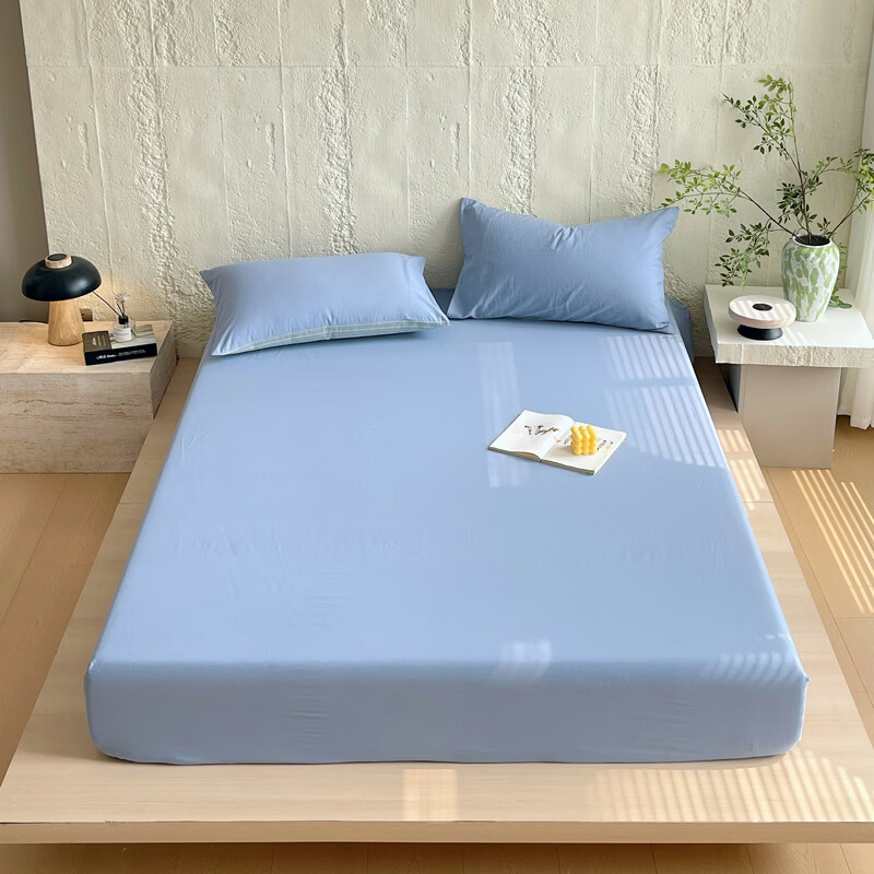 ROLAND LIVE全棉色织提花斜纹水洗棉床笠单件双人床席梦思保护罩床垫保护套 CW 全棉水洗棉床笠单件-宝兰 单床笠150*200cm+30cm