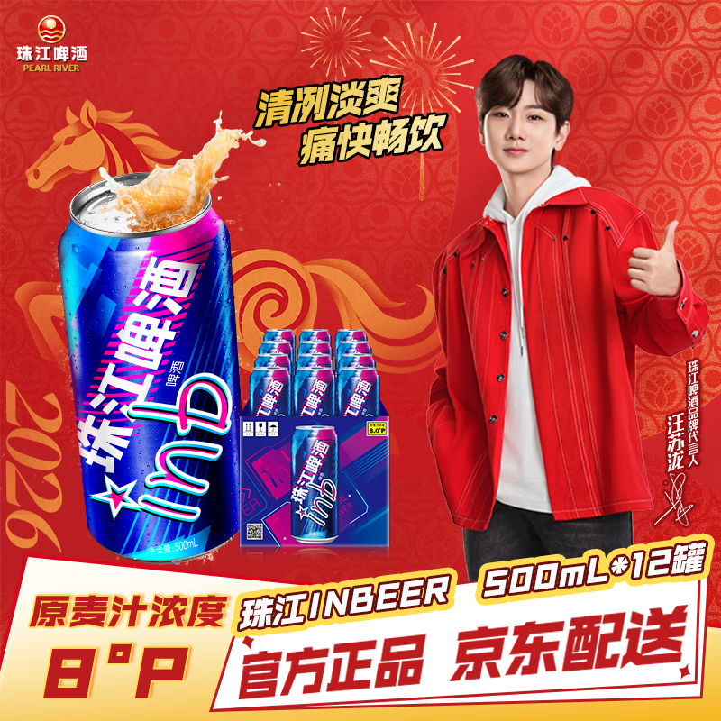 珠江啤酒（PEARL RIVER）8度 珠江InBeer啤酒 500ml*12听 整箱装 京东自营