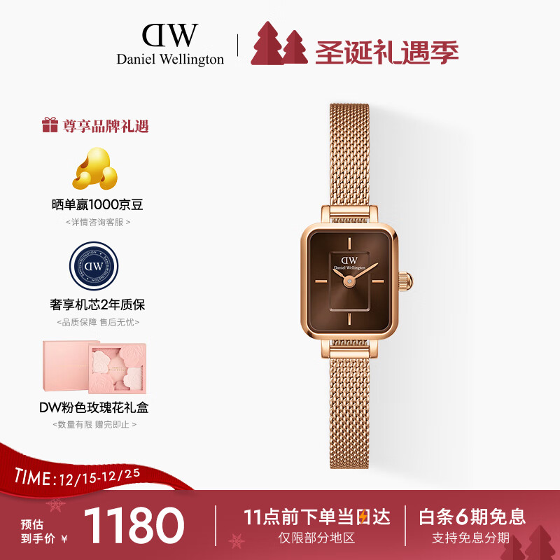 丹尼尔惠灵顿（DanielWellington）DW女士手表全新复古小方糖石英表送女友节日礼物DW00100649