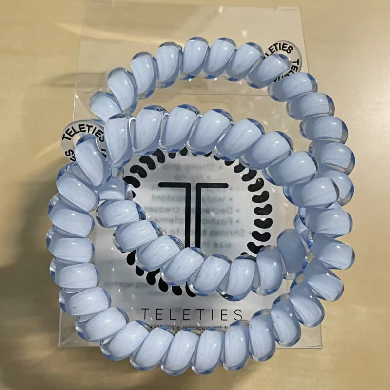TELETIES发圈美国电话线头绳【L号系列】泰莉圈发饰发绳手环TT发圈高级感 水洗蓝L码2条