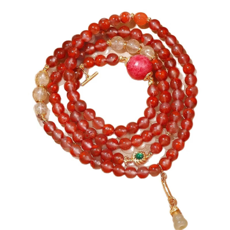新年礼物本命年礼物天然南红手串项链女金发晶和田玉翡翠