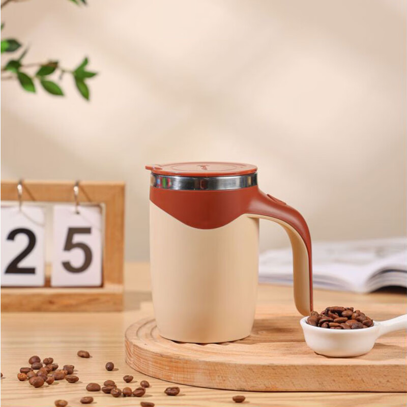 新款全自动搅拌杯咖啡杯电动充电款电池款冲泡奶粉豆浆高档水杯子 【充电款】奶咖色-1个