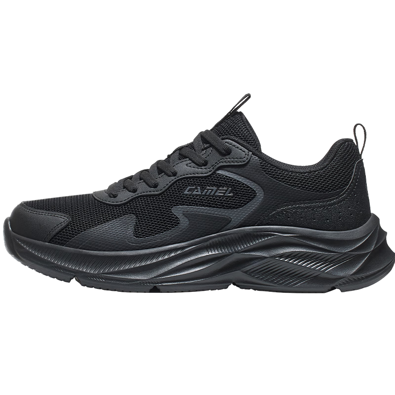 骆驼（CAMEL）跑步鞋男女2026运动鞋逐浪2.0缓震舒适防滑抓地百搭 K16B304043，黑/城堡灰，男 42