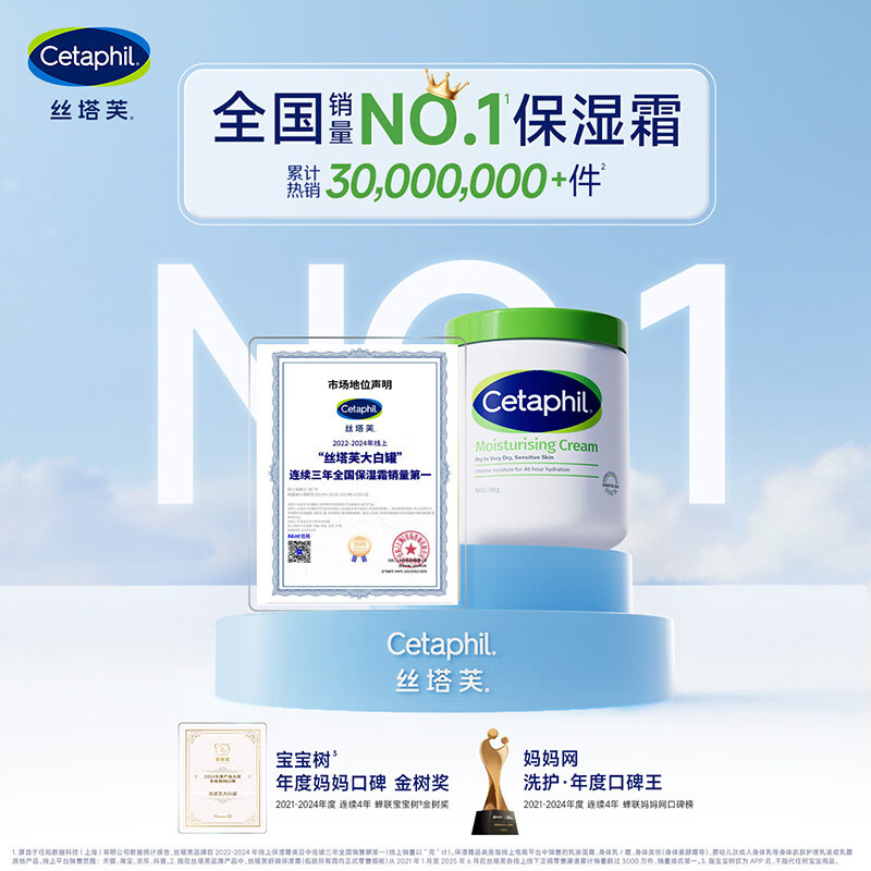 丝塔芙（Cetaphil）大白罐保湿身体乳润肤乳液“宝宝树”推荐不含烟酰胺 550g 1件 多种肤质