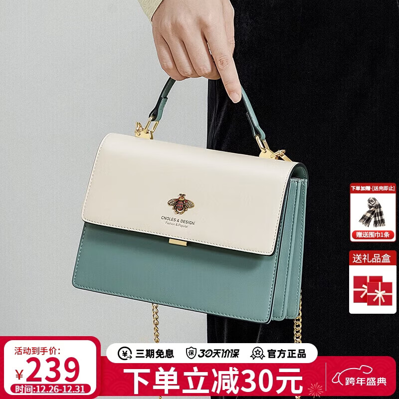 蔻一（Cnoles）包包女士款2025年最新款牛皮女生高端斜挎包通勤大容量单肩包