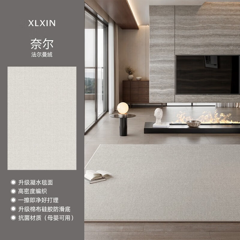 AILUKI日本地毯客厅极简2025新款防水卧室免洗可擦轻奢沙发家用地垫 圈绒-奈尔-透气款 140cm*200cm 【2人沙发通用升级加厚_0甲醛】