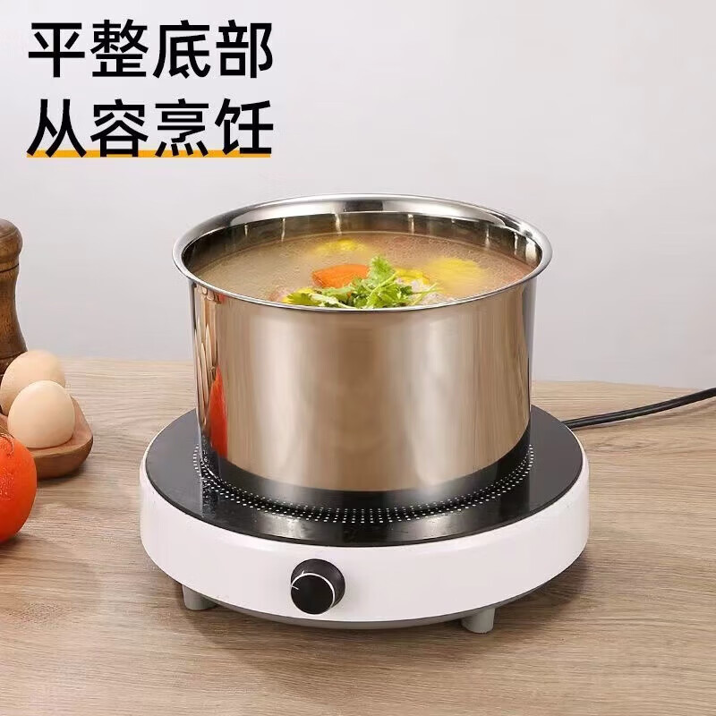 加厚不锈钢汤锅直角大容量家用煤气电磁炉煲炖汤烧水熬粥煮面锅 14cm【无柄无盖】特厚品质款-直角 14cm