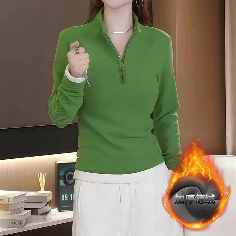 【轻奢时尚百搭】高领秋冬保暖卫衣爆款女装时尚潮流显瘦气质www 绿色 L 【90-110斤】
