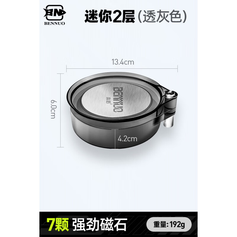 本諾(BENNUO)小物件魚餌盤新型全磁性魚餌盒釣魚椅釣魚盒地面插入支架集成松炮 迷你兩層【7顆】強(qiáng)力磁石(透灰)
