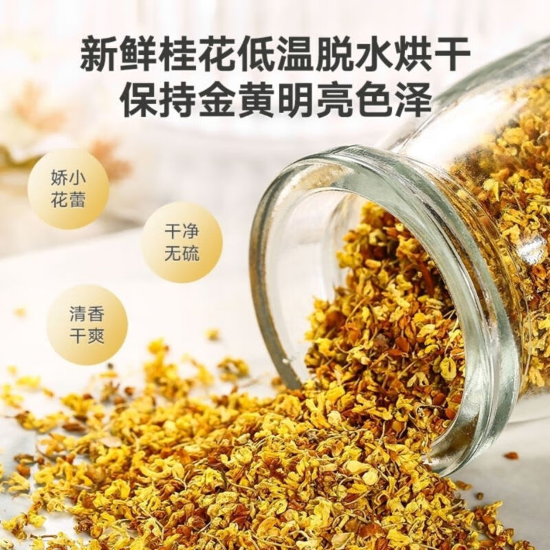 桂花干花桂花茶干桂花新鲜食用金桂新花泡水喝的东西非特级花茶叶 桂花茶75g 1罐