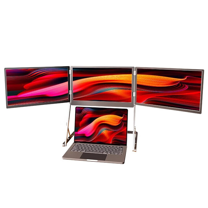 MAJORWAY四屏五屏炒股专用多屏显示器便携屏笔记本扩展分屏三屏可折叠外接副屏Mac mini多屏显示器一线通 14吋三折屏【Mac/win】一线通一体式支架