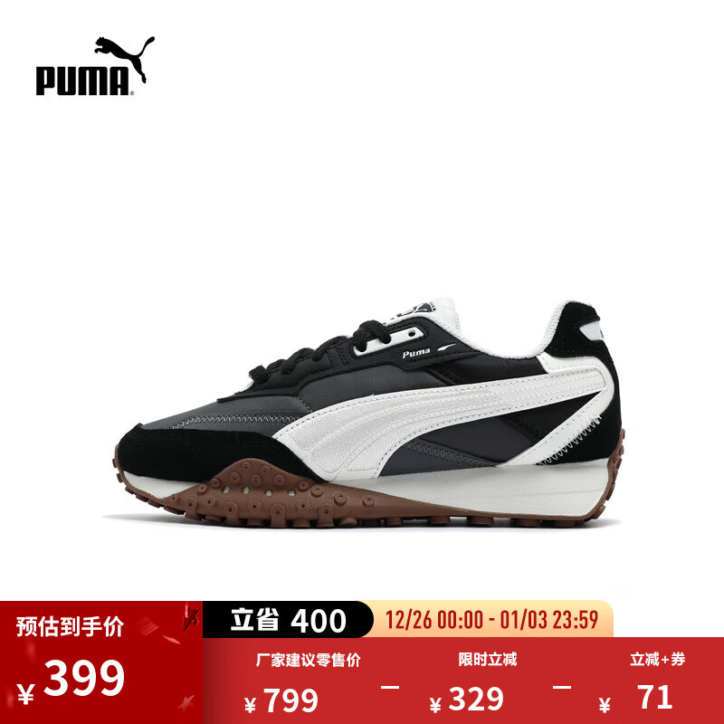 彪马（PUMA）刘宪华同款 男女低帮轻便抓地运动休闲鞋复古跑鞋BLKTOP393151 黑色-白色-深灰色-06 38