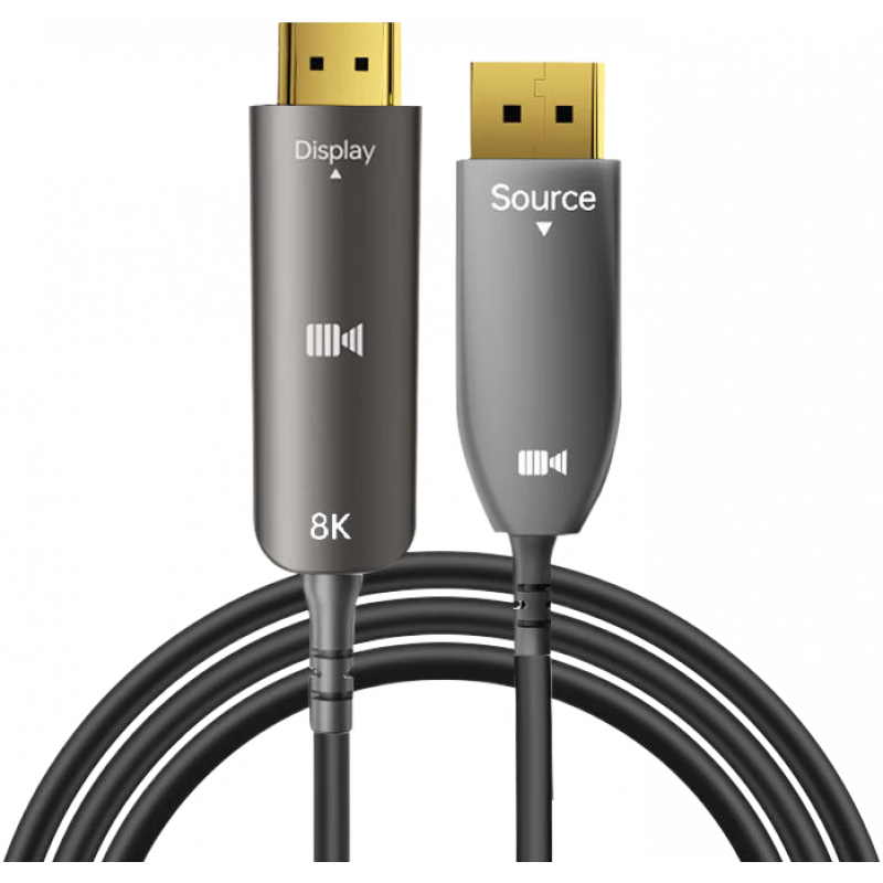 開博爾(Kaiboer)光纖Dp轉(zhuǎn)hdmi線2.1版8K高清連接線144hz電腦顯卡外接電視 光纖無損DP轉(zhuǎn)HDMI 10米