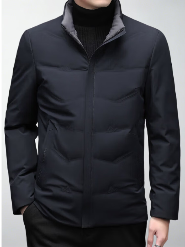 LILANG利郎高品质轻奢男羽绒服立领白鸭绒商务休闲保暖外套青中年爸爸冬 藏青色 XL 180