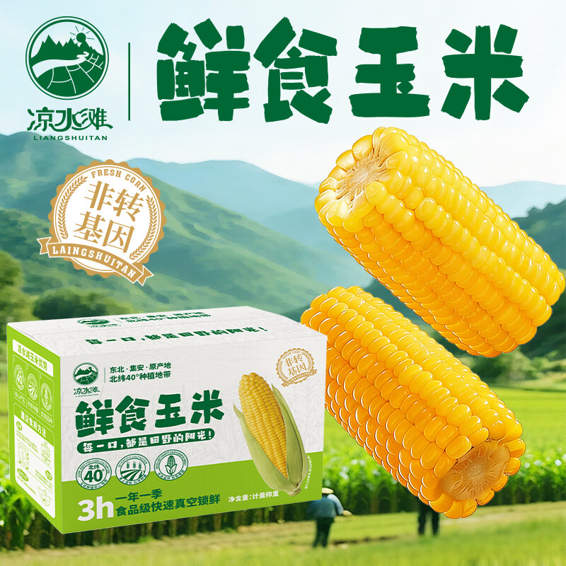 凉水滩鲜食玉米东北黑土大根黄玉米开袋即食可蒸煮炖汤真空锁鲜早餐代餐 黄糯玉米3.3斤约330g*5根