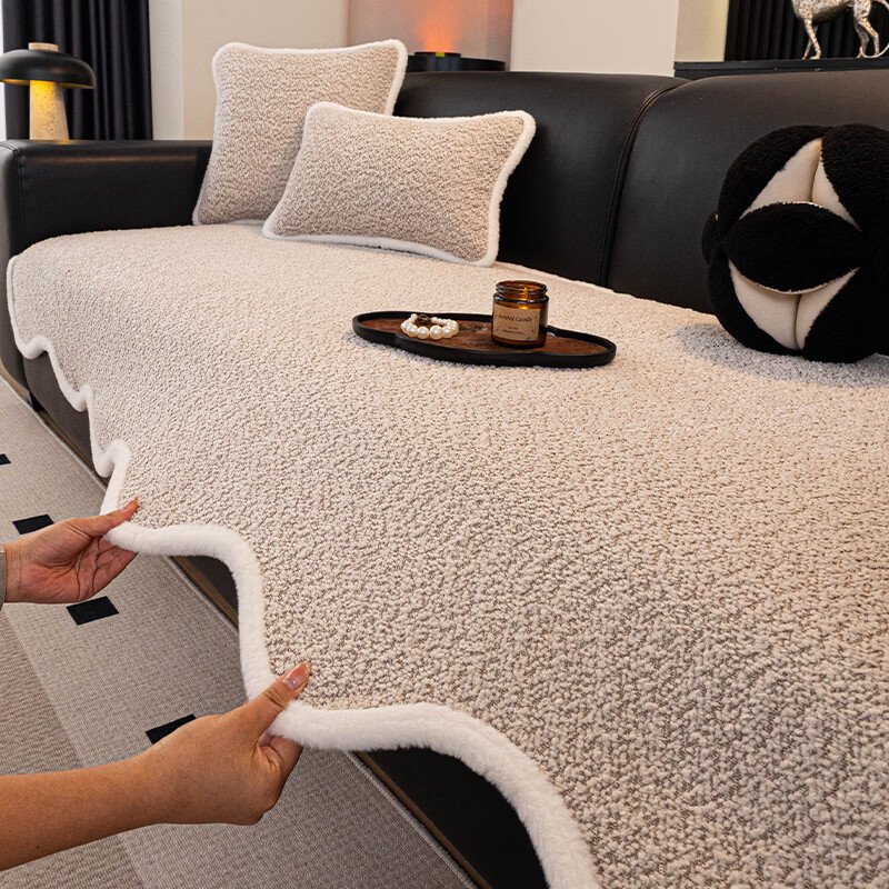 金拾美月泰迪绒异形沙发垫冬季加厚2025新款高级固定防滑一片式坐垫盖布 暮冬异形-咖色 70cm*70cm