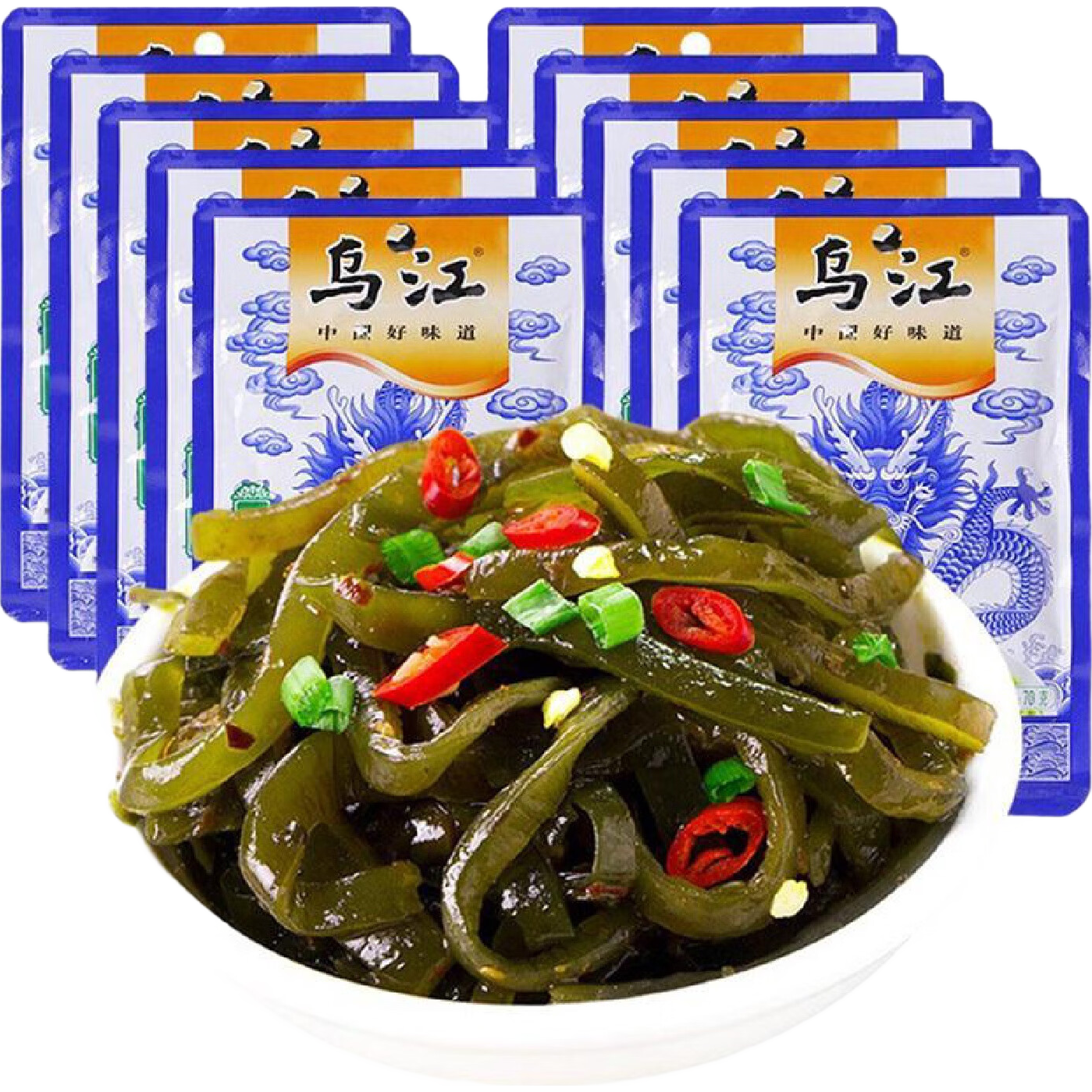 烏江正宗鮮香海帶絲70g10袋開袋即食香麻辣零食涼拌下 野山椒海帶絲70g*15袋
