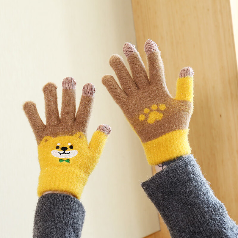 ���޵�ɫ������Ů����ѧ����ͨ�ﶬ����ů�ɰ�ë�޺���ȫָ����Ӻ���޴��� ��ɫ 13.2Ԫ