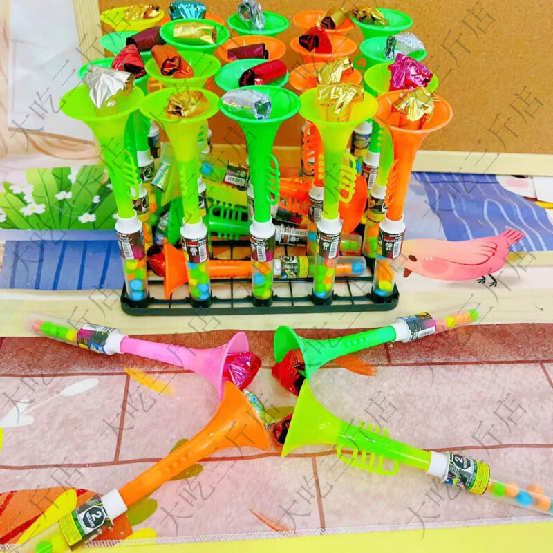 网红出口爆款儿童玩具喇叭造型吹龙儿时回忆小卖部批发幼儿园摆摊 喇叭造型吹龙颜色糖果随机30支