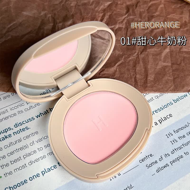 HERORANGE【厂家直发】单色腮红哑光细腻自然裸装膨胀色高光修容一体盘纯欲 01#甜心牛奶粉