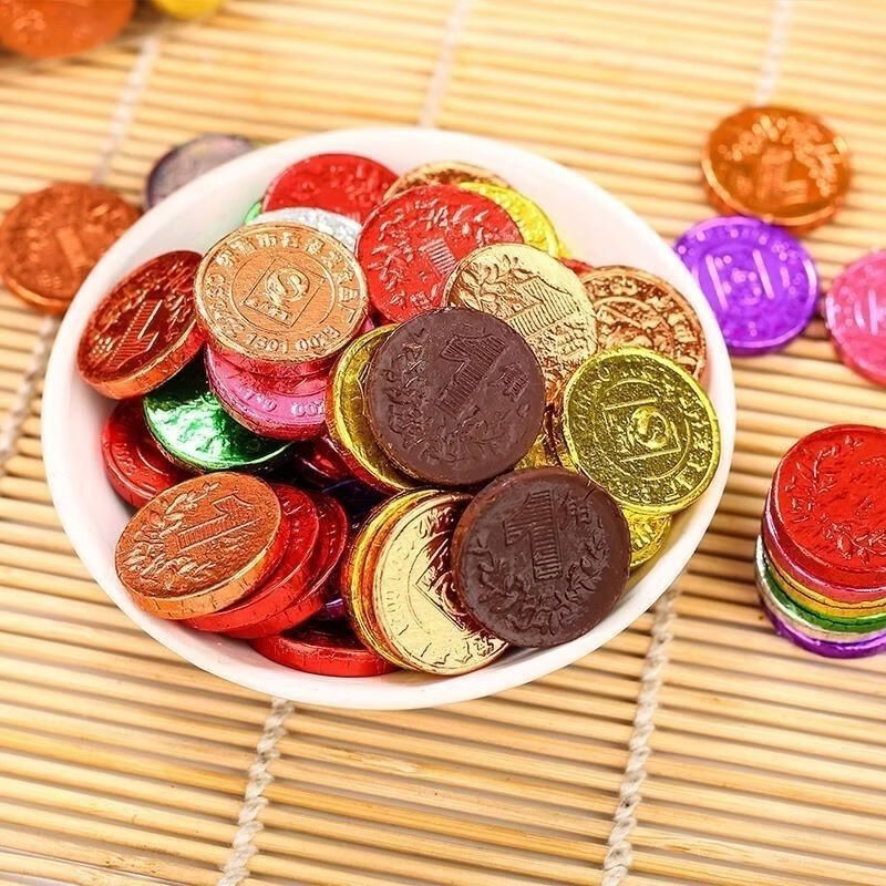 特价小彩币巧克力五彩小金币罐装儿童零食糖果年货婚庆批发桶装 彩色金币一桶约200粒
