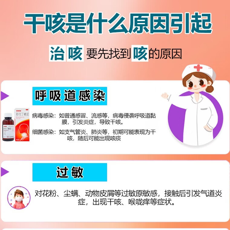 [新消刻]那可丁糖浆 100ml 5盒装 那可丁糖浆100ML多次服用无成瘾性适用于干咳刺激性干咳或阵发性咳嗽镇咳药