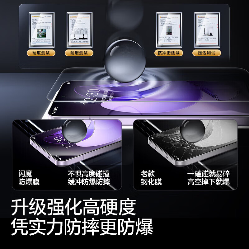 闪魔适用opporeno14钢化膜  OPPO手机膜OPPO reno14 pro防爆抗指纹无气泡无白边保护贴膜 【增强|防爆强抗指纹】2片+贴膜神器 OPPO reno14