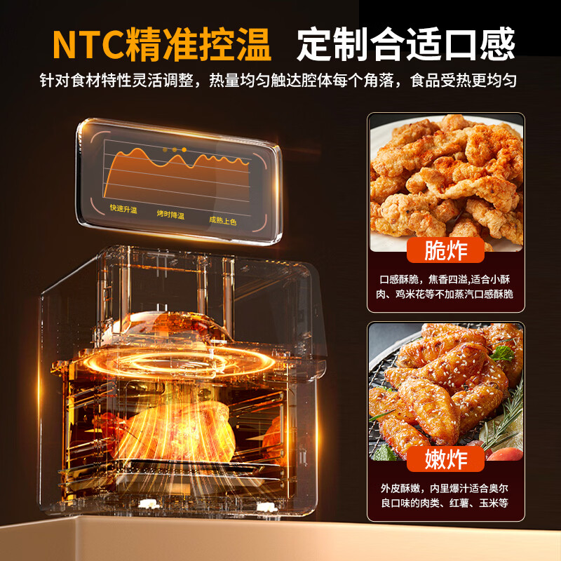 Ronshen容声空气炸锅蒸烤一体2025年新款电烤箱家用微波炉蒸烤一体机可视大容量免翻智能触控三四合一 36L 【烤炸蒸多功能+一年换新+触屏一键菜单】