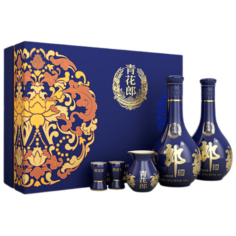 郎酒 青花郎 酱香型白酒 53度 500ml*2瓶 礼盒装