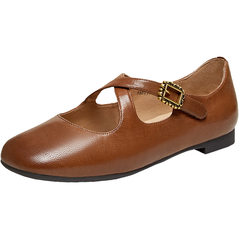 他她（TATA）超?，旣愓湫降仔蓍e鞋真皮 棕色 37