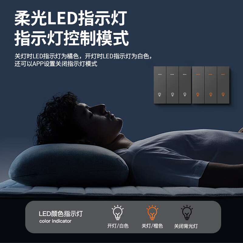 米家（MIKA）智能开关语音无线控制蓝牙Mesh2.0酒店民宿家用双切单火零火通用 [单火版/升级款]智能四开-幻夜黑