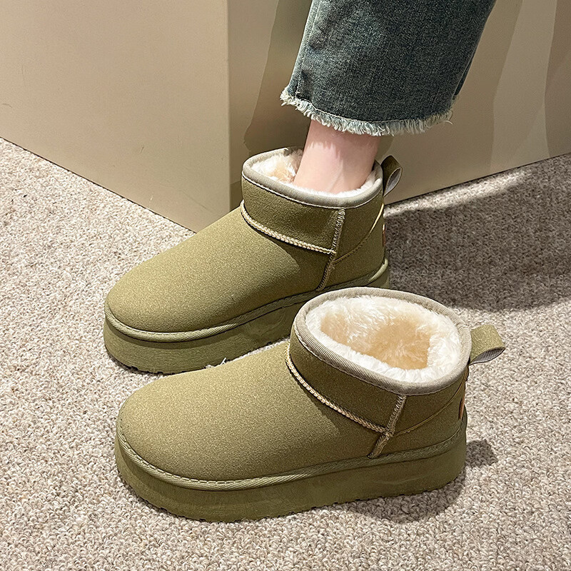 贝婴初(BEIYINGCHU)雪地靴女款短筒加绒加厚保暖棉鞋防滑冬季新款鞋子女学生韩版女鞋 黑色升级款 41