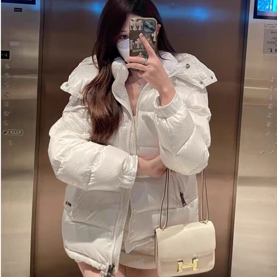 桐系蒙口鹅经典玛雅羽绒服男女新款情侣冬季加厚保暖亮面外套鹅绒服 黑色（原版原标） L =2码115-130斤